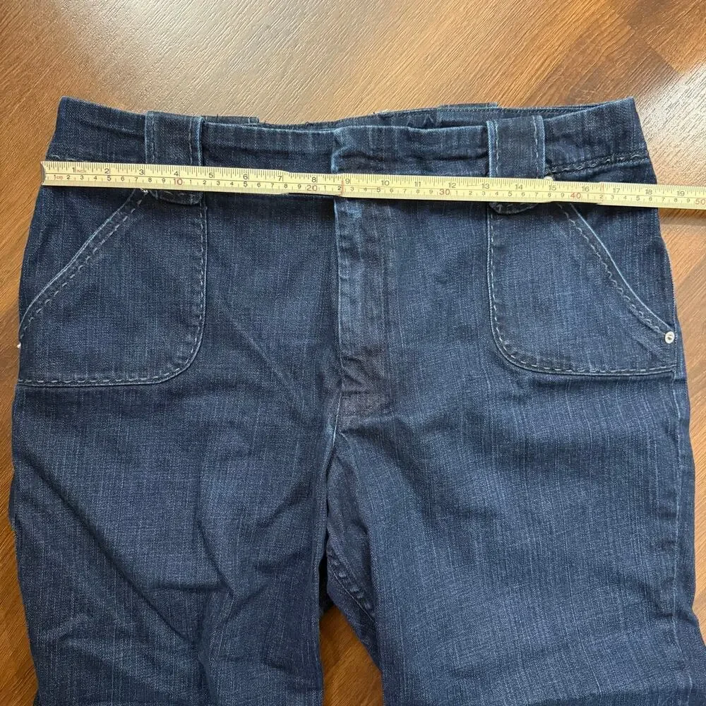 St John Sport Denim Capri Pants Thick Stitch Boho Casual Y2K Sz 16 Vacation